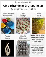 Exposition-vente Cinq céramistes à Draguignan (Var) | du 5 au 30 décembre 2015 - sculptures, objets de décoration et art de la table