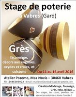 Stage de poterie de grès à Vabres (Gard) du 11 au 16 avril 2016 - Loisirs créatif de l'Atelier Pozemo, Marianne Lacroix