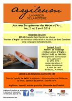 JEMA - Journées Européennes Métiers d'Art les 1, 2 et 3 avril 2016 - Argileum Saint Jean de Fos (Hérault)