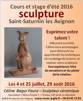 Cours d'été Sculpture céramique à St Saturnin les Avignon (Vaucluse) - 4 et 25 juillet et 29 août 2016