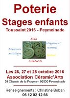 Stages de poterie enfants, Toussaint 2016 à Peymeinade (Alpes Maritimes)