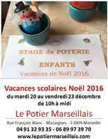 Stage de poterie enfants à Noël du 20 au 23 décembre 2016 - Le Potier Marseillais