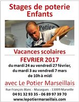 Stage de poterie enfants à Marseille, vacances d'hiver de février 2017 - céramique loisirs créatifs