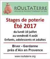 Stages de poterie, vacances d'été à Gardanne, tout public, du 10 juillet au 4 août 2017 - modelage, loisirs créatifs