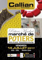 Marché potier de Callian (Var) le 14 juillet 2017 - céramique, exposition, ventes et ateliers de démonstrations