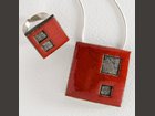 Collier et bague - Carré Rouge - raku ANDREANI CREATIONS - Fabricant à - Bijoux