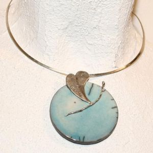 Collier raku - Turquoise et argent