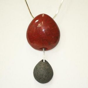 Collier raku - Rouge rubis