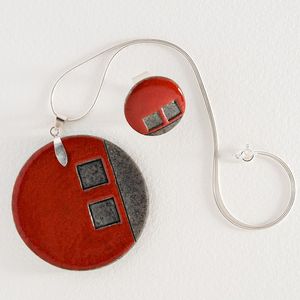 Collier et bague - Rond, rouge