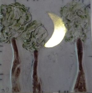 Raku : La lune (terre et verre)