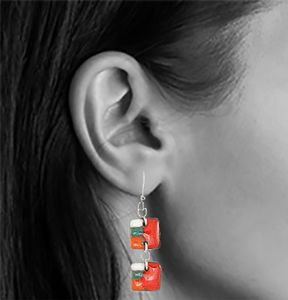 Boucle d'oreille céramique et argent 925