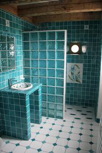 Salle debain et décor lys-turquoise